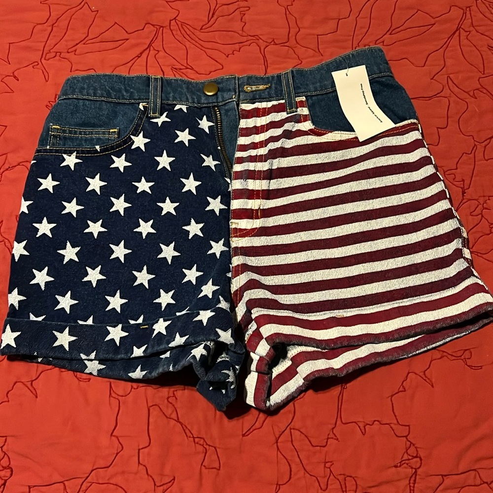 American Apparel flag Jean shorts.  NWT